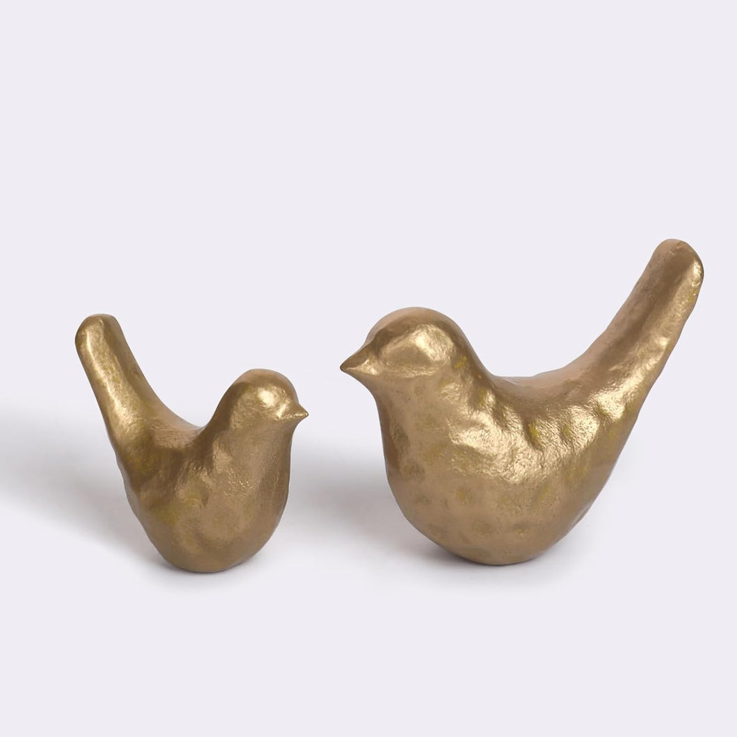 Elegant Cast Iron Bird Statue with Vintage Brass Coating