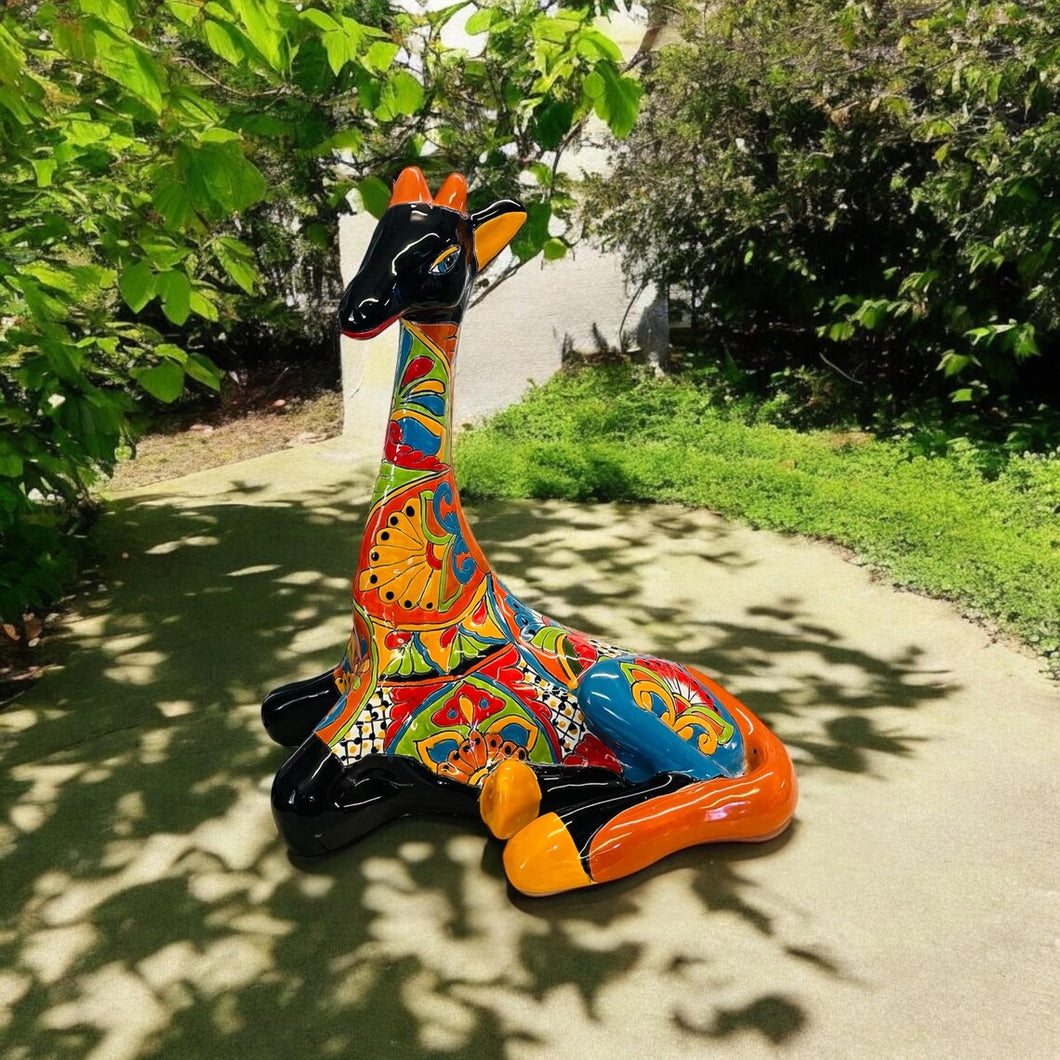 Huge Talavera Giraffe Sculpture. Handmade Mexican pottery. High quality Ceramic Home Art. Animal Yard art . Garden art