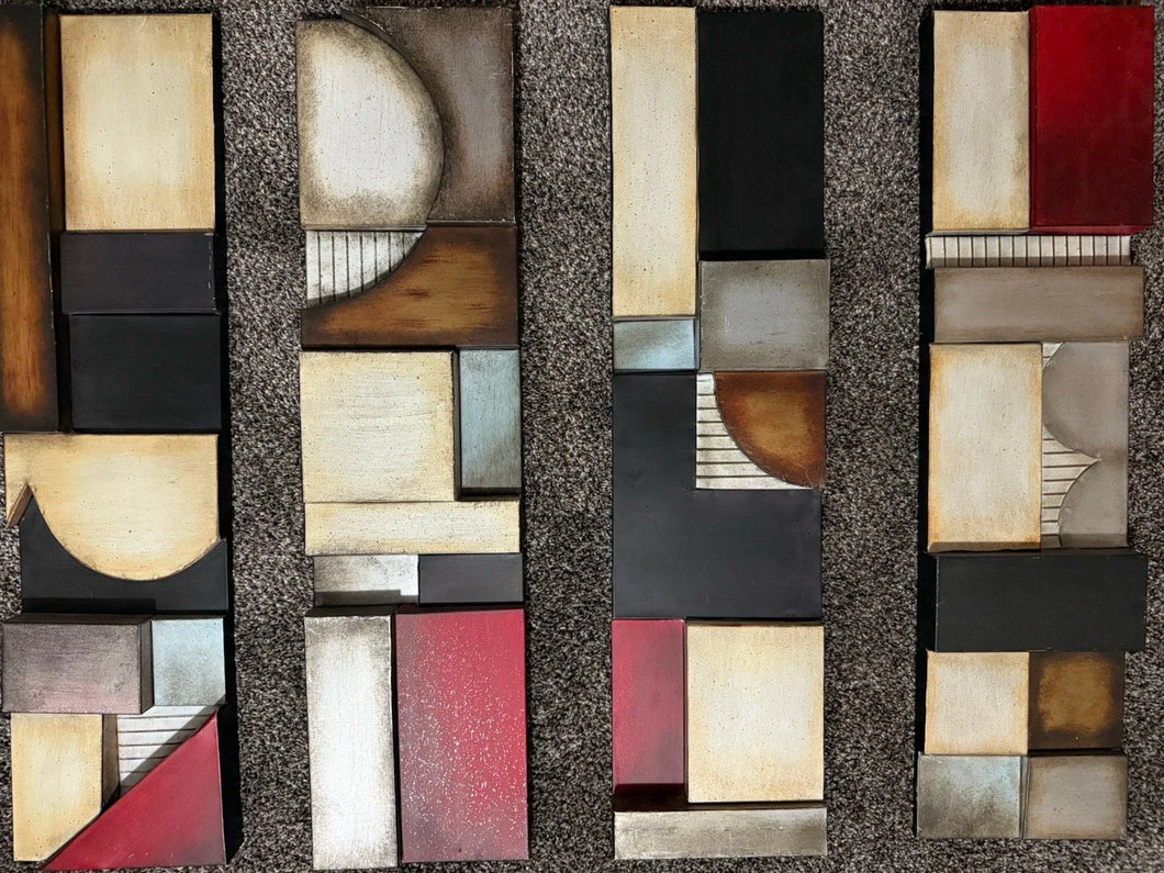 METAL ABSTRACT WALL DECOR FOUR PIECE