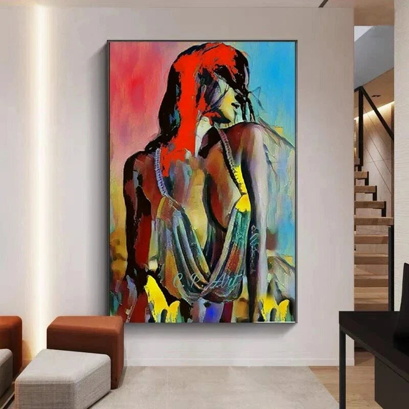 Wall Art Abstract Girl Canvas Painting Wall Poster Canvas Wall Art